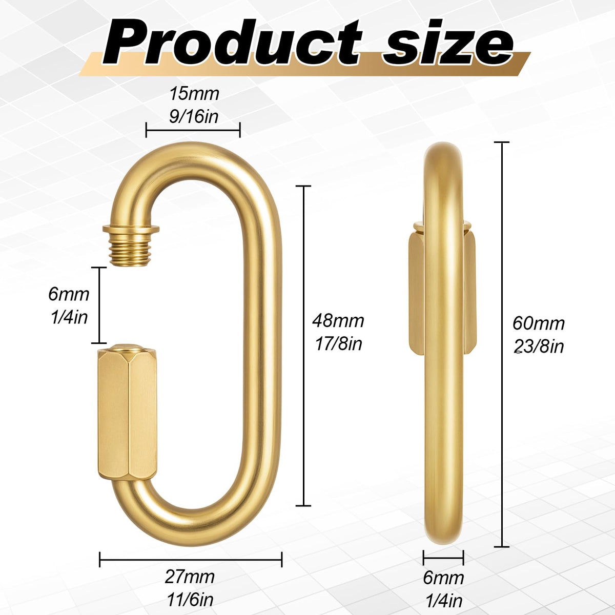 Otoolling 4 Pack Brass Quick Link Chain Connector Threaded, 1/4'' Inch