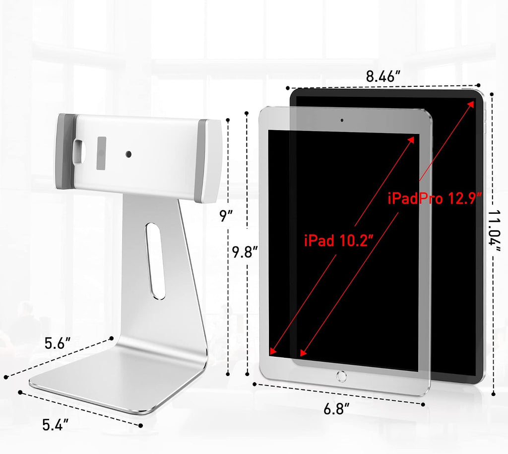 Elegant Tablet Stand, Aluminum iPad Stand Holder, Desktop Kiosk POS Stands for 7-15.6 inch iPad/Portable Monitor