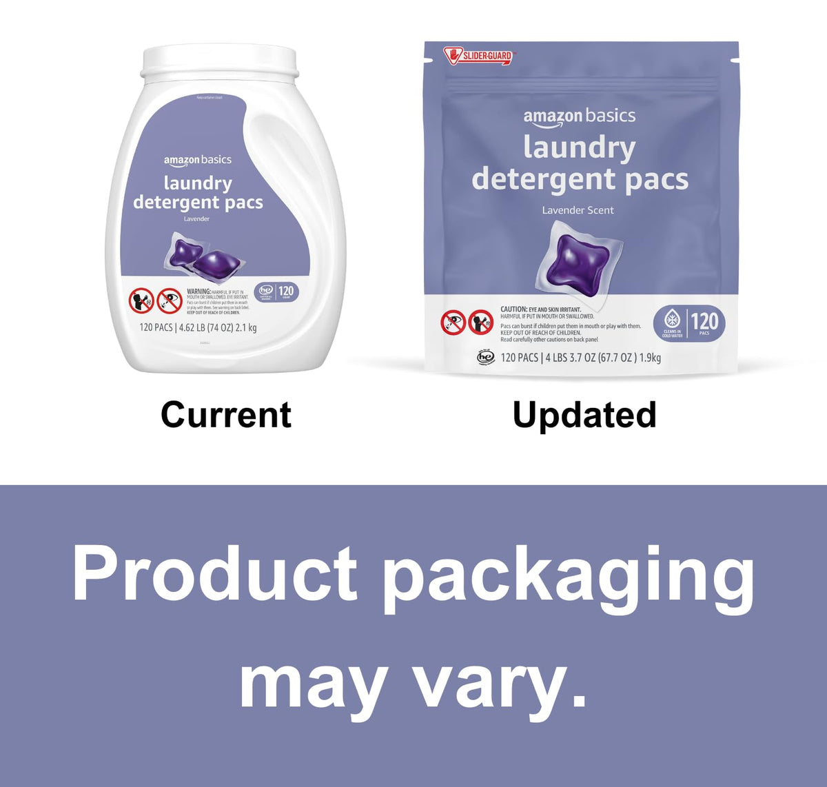 Laundry Detergent Pacs, Lavender Scent, HE Compatible, 120 Count