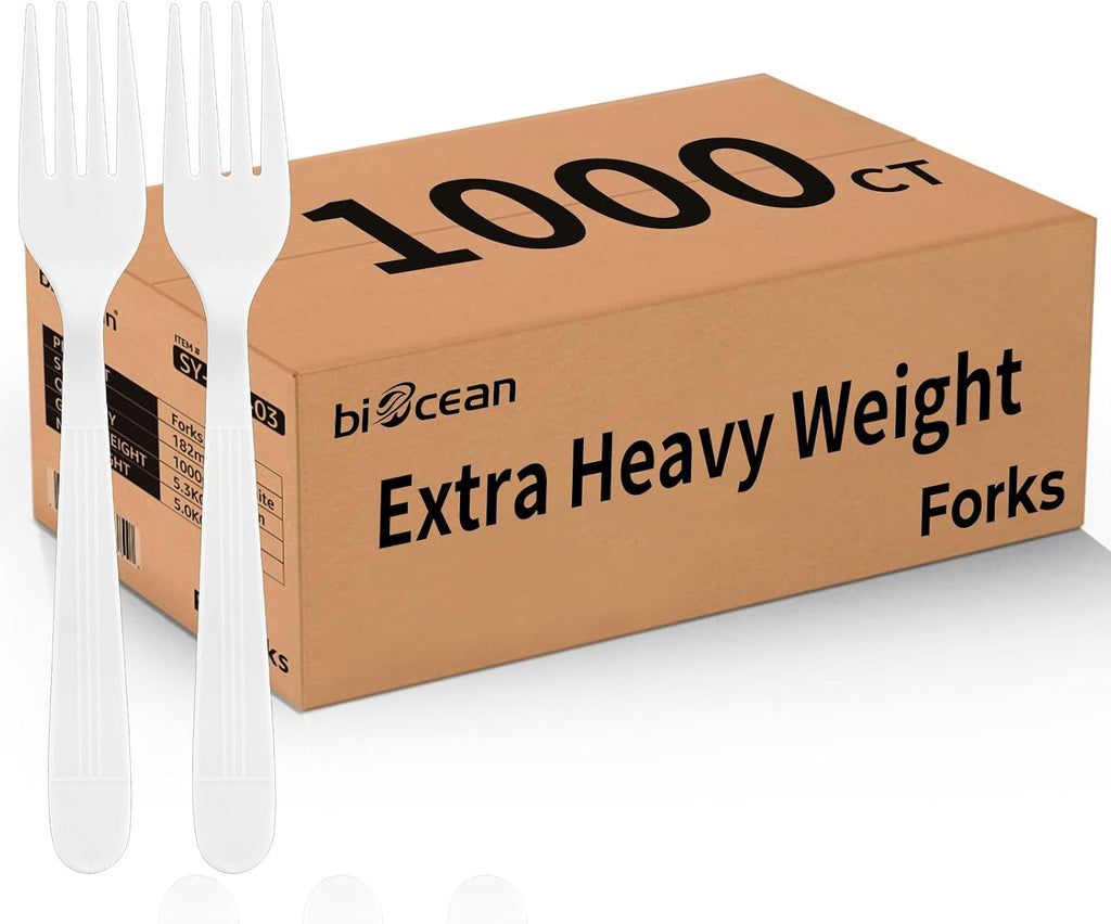 Plastic Forks 1000 Count Extra Heavy Duty Disposable Forks Bulk White