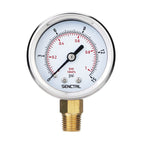 SENCTRL 0-15 Psi Low Pressure Gauge, 1/4 NPT Lower Mount