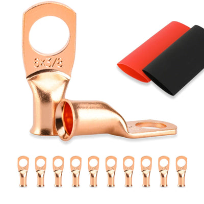 HOUSUN 10PCS Copper Lugs,6 Gauge,3/8 Battery Cable Lugs,Wire Connectors