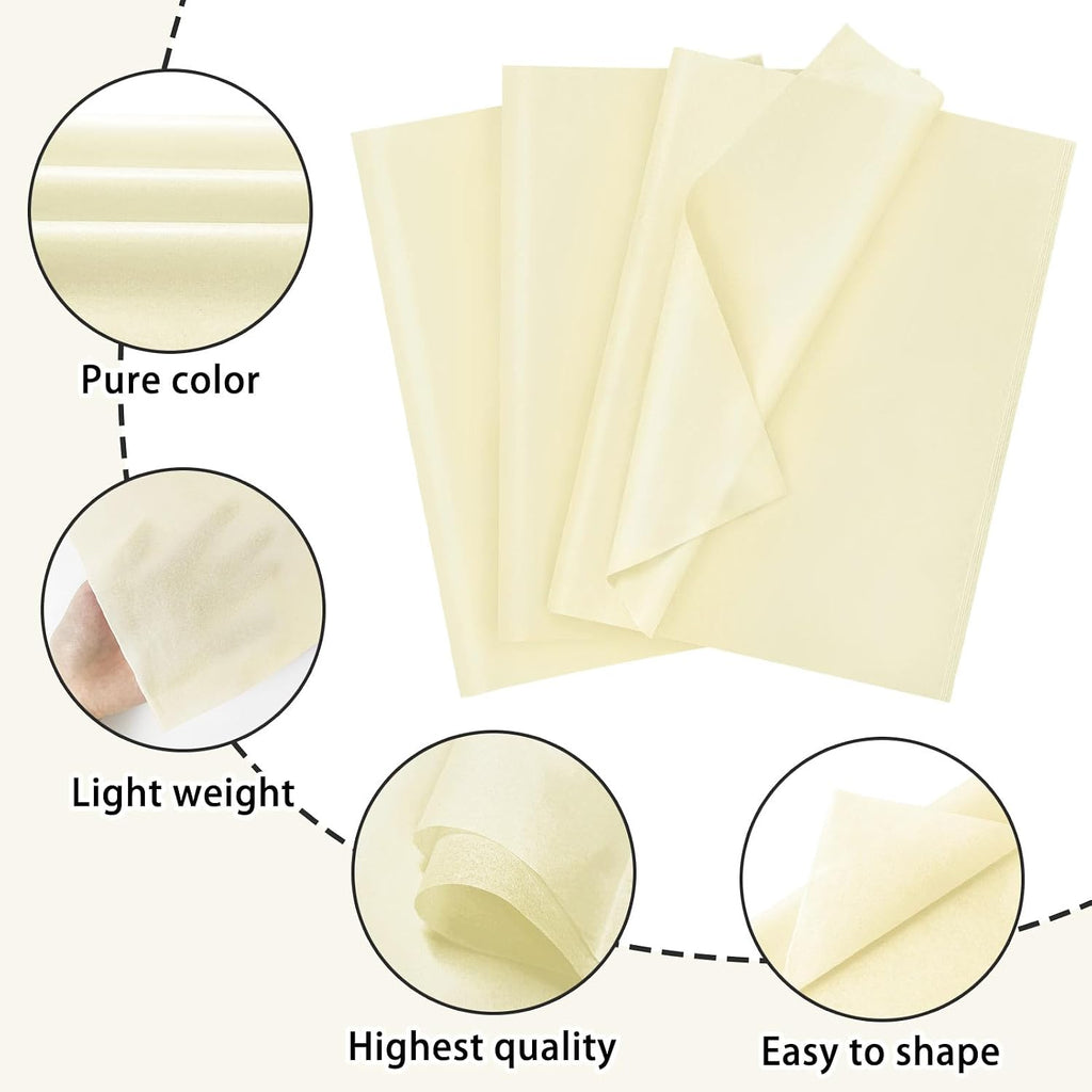 120 Sheets 14 x 20 Inch Cream Tissue Paper for Gift Bag Wrapping