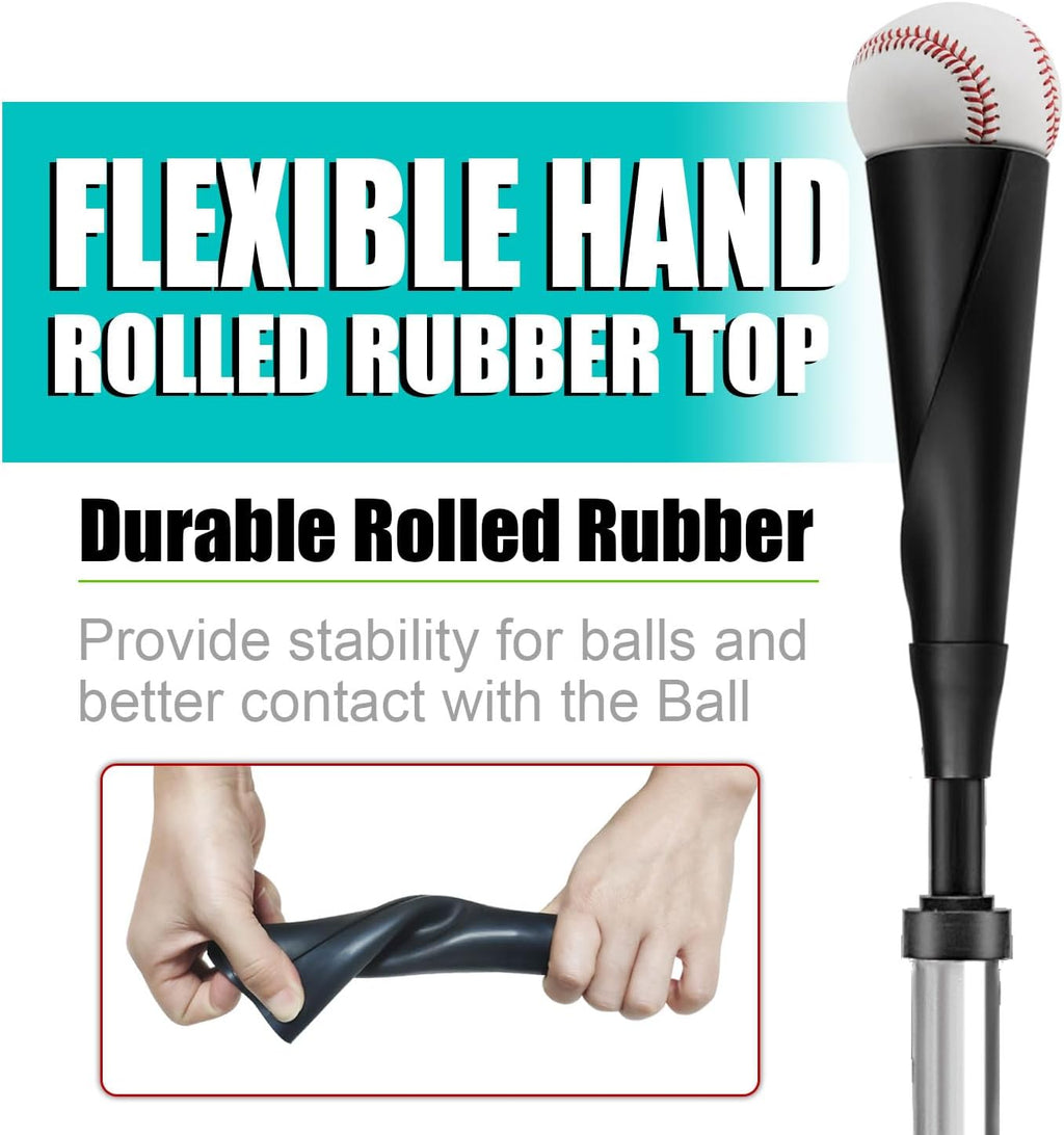 Batting Tee for Baseball/Softball, Adjustable Height 25" to 37" | Baseball Tee with Removable Rubber Top and Premium