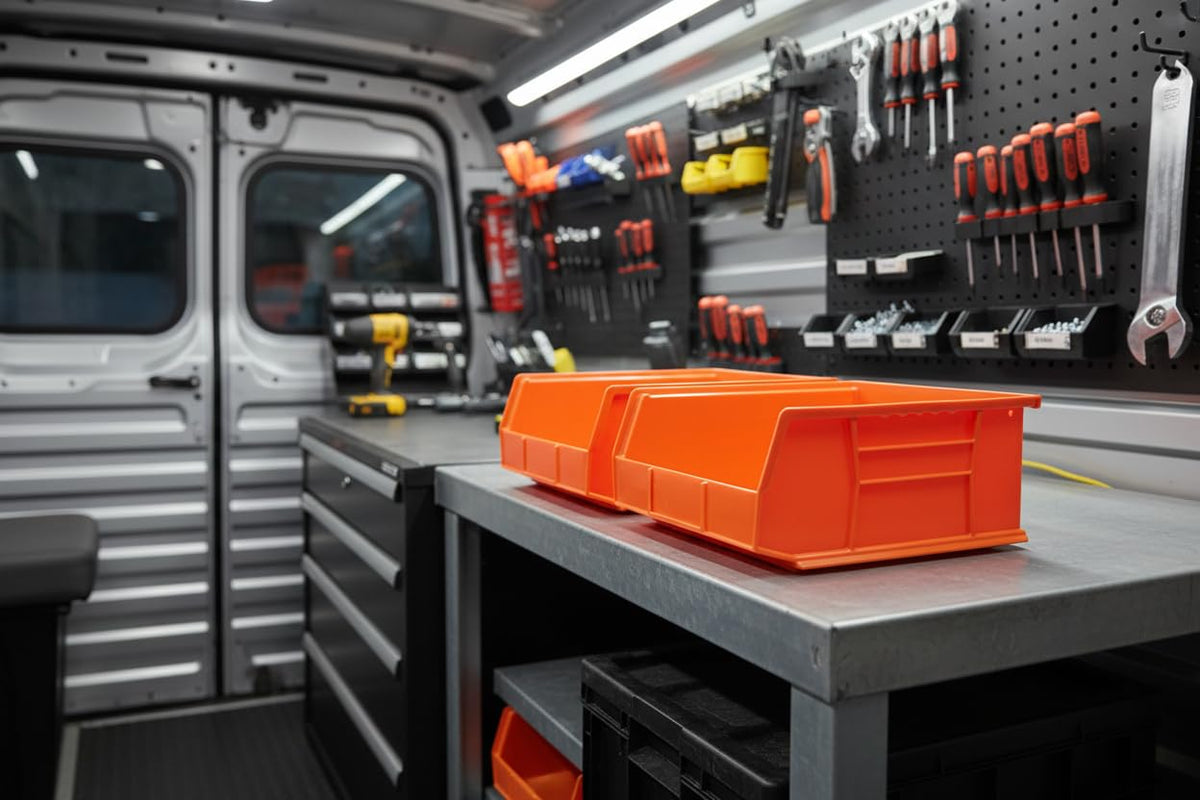 11" x 11" x 5" Plastic Stackable Storage Bin, Orange