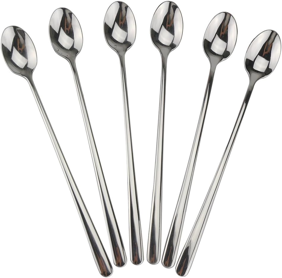 9" Iced Tea Spoons, DEALIGHT 6-Piece Heavy-Duty Long Handled Teaspoons