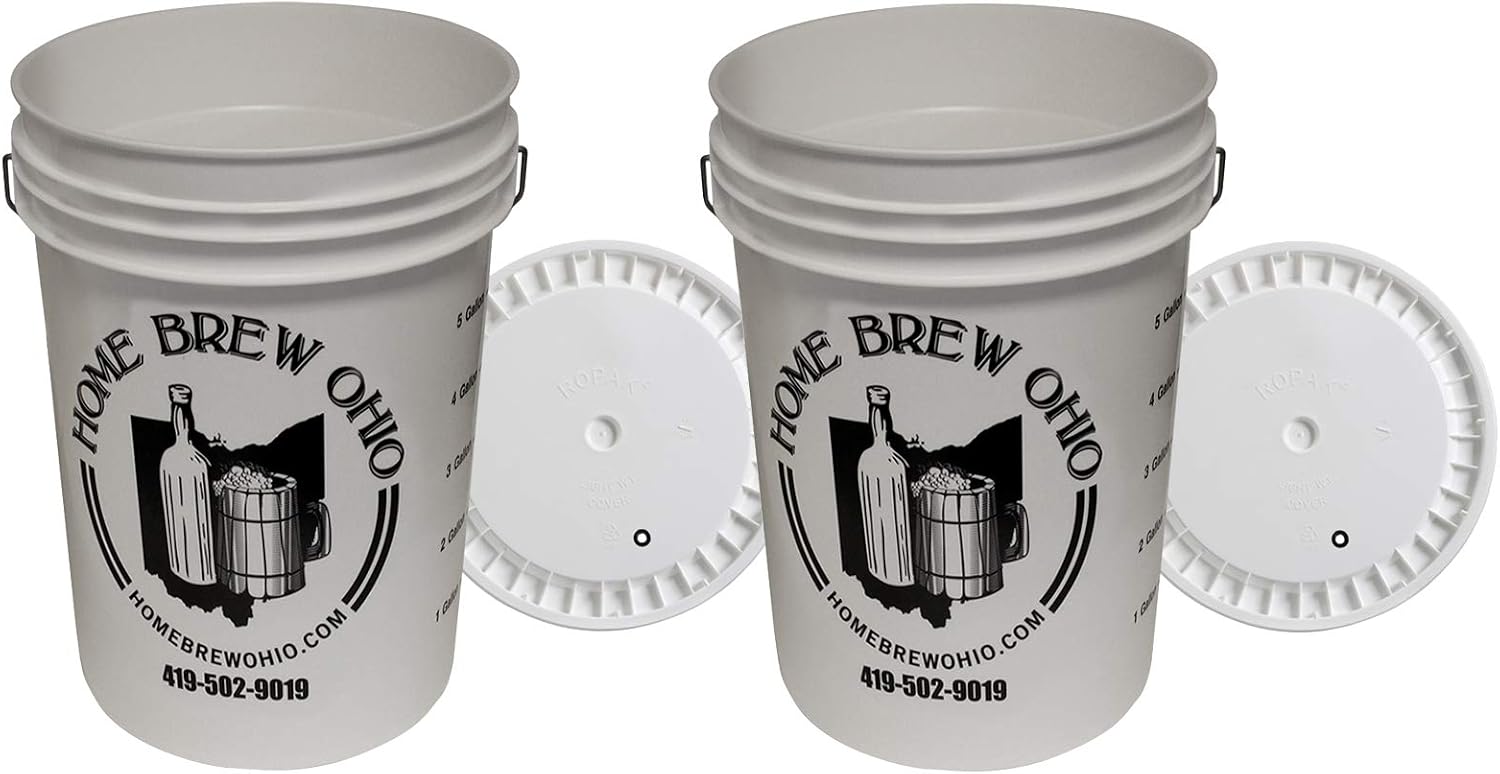 6.5 Gallon plastic fermenter with lid (2-(Pack))