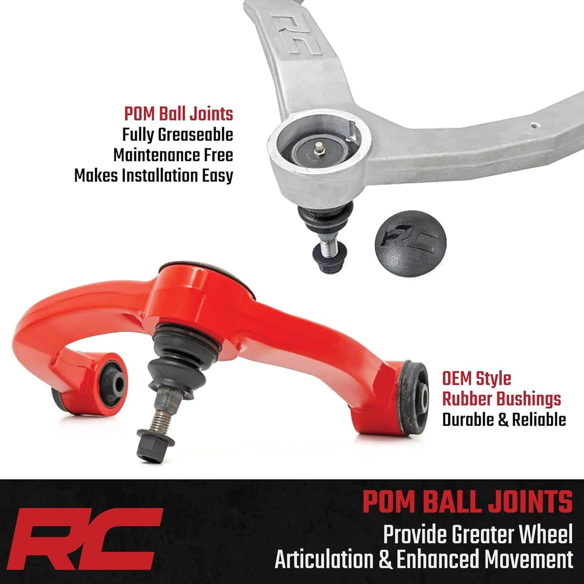 Rough Country Forged Aluminum Control Arms for 2019-2024 Ram 1500-31402RED