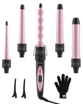 5 in 1 Curling Wand Set, 0.35"-1.25" Interchangeable Ceramic Barrels