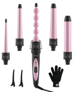 5 in 1 Curling Wand Set, 0.35"-1.25" Interchangeable Ceramic Barrels