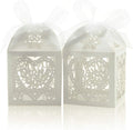 Laser Cut Boxes, 100pcs Thank You Gift Boxes Wedding Party Favor Boxes Lace Candy Boxes for Wedding Bridal Shower
