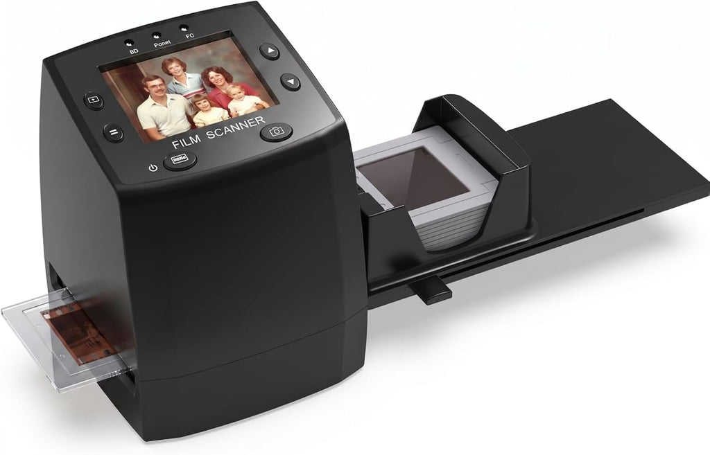 35mm Film & Slide Scanner with 2.4" LCD Screen, Converts 135 Negatives & Slides to Digital JPEG, Quick Slide Mount