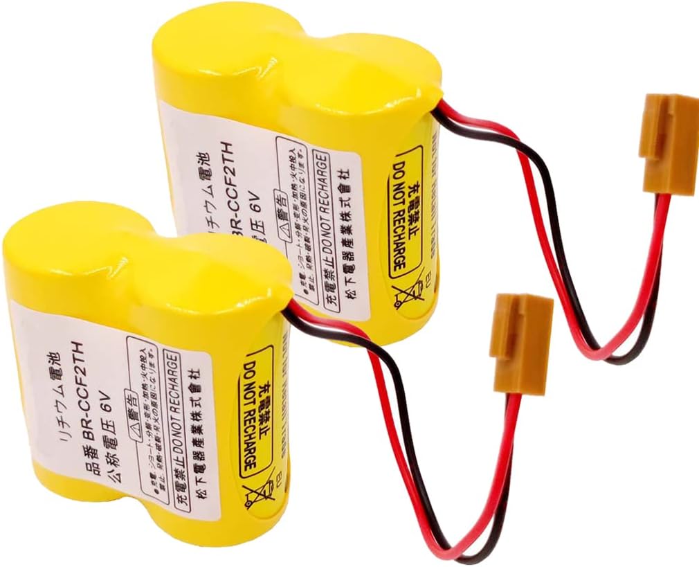 5000mAh BR-CCF2TH 6V Lithium Replacement Battery for FANUC A06B-6073-K001 A98L-0001-0902, Brown Connector (Pack of 2)