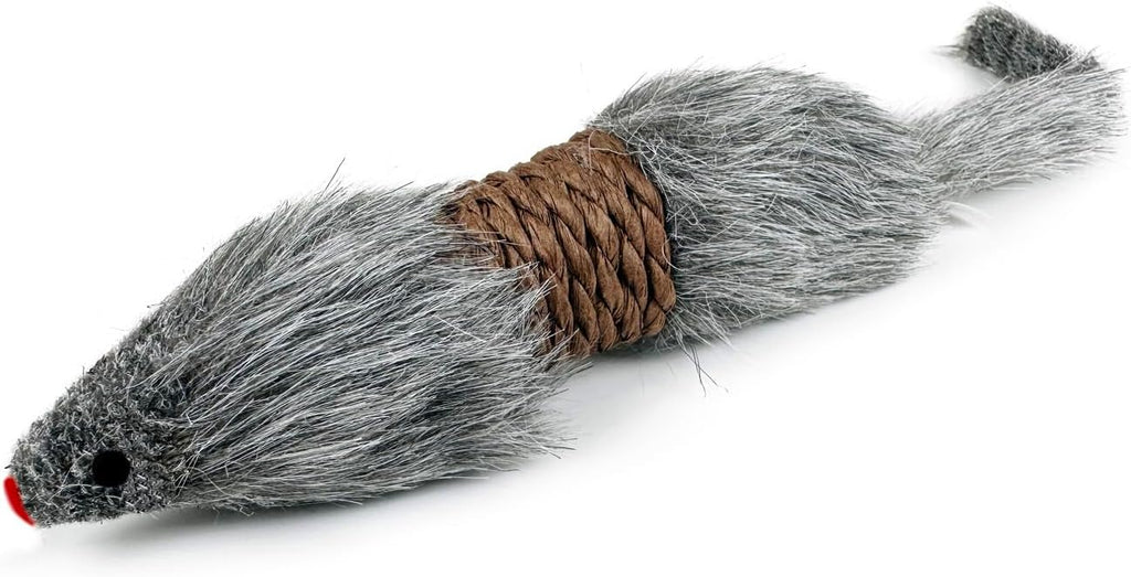 2Pcs Cat Mice Toys,Faux Fur Cat Kicker Toys Large Mice with Long Tail Without Catnip, Interactive Catch Play Mouse