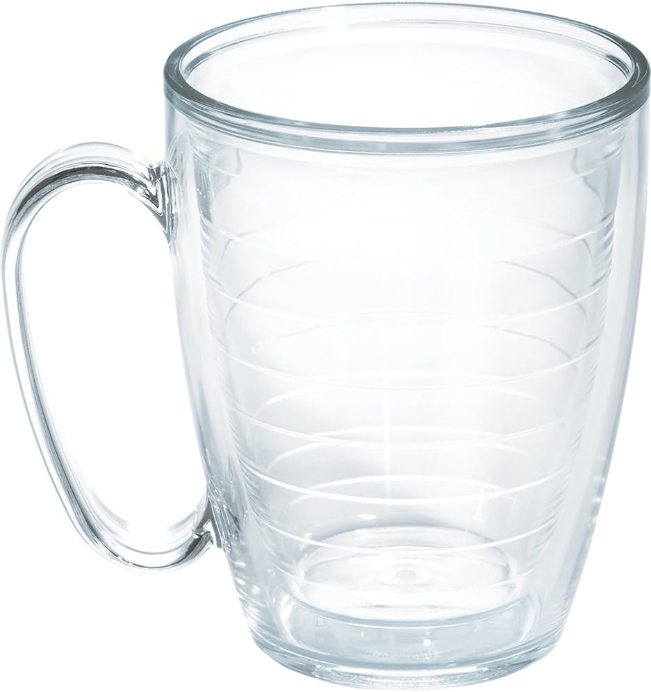 Clear & Colorful Tabletop Made in USA Double Walled Insulated Tumbler Travel Cup Keeps Drinks Cold & Hot, 16oz Mug