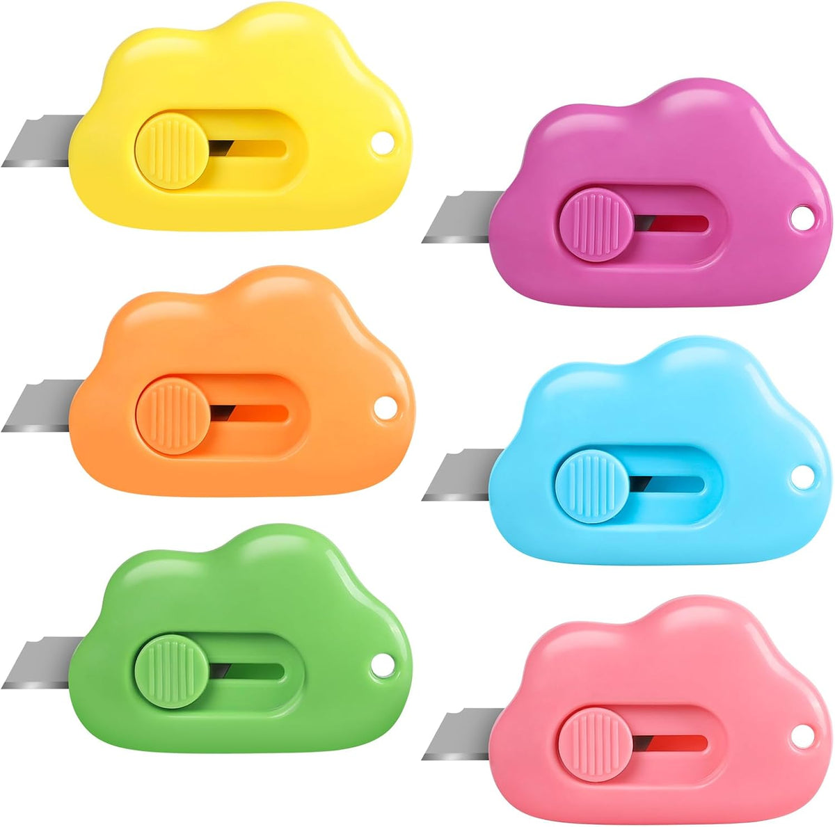 Cloud Box Cutter Retractable, 6Pcs Mini Utility Knife Letter Opener Envelope Slitter, Small Package Opener Paper