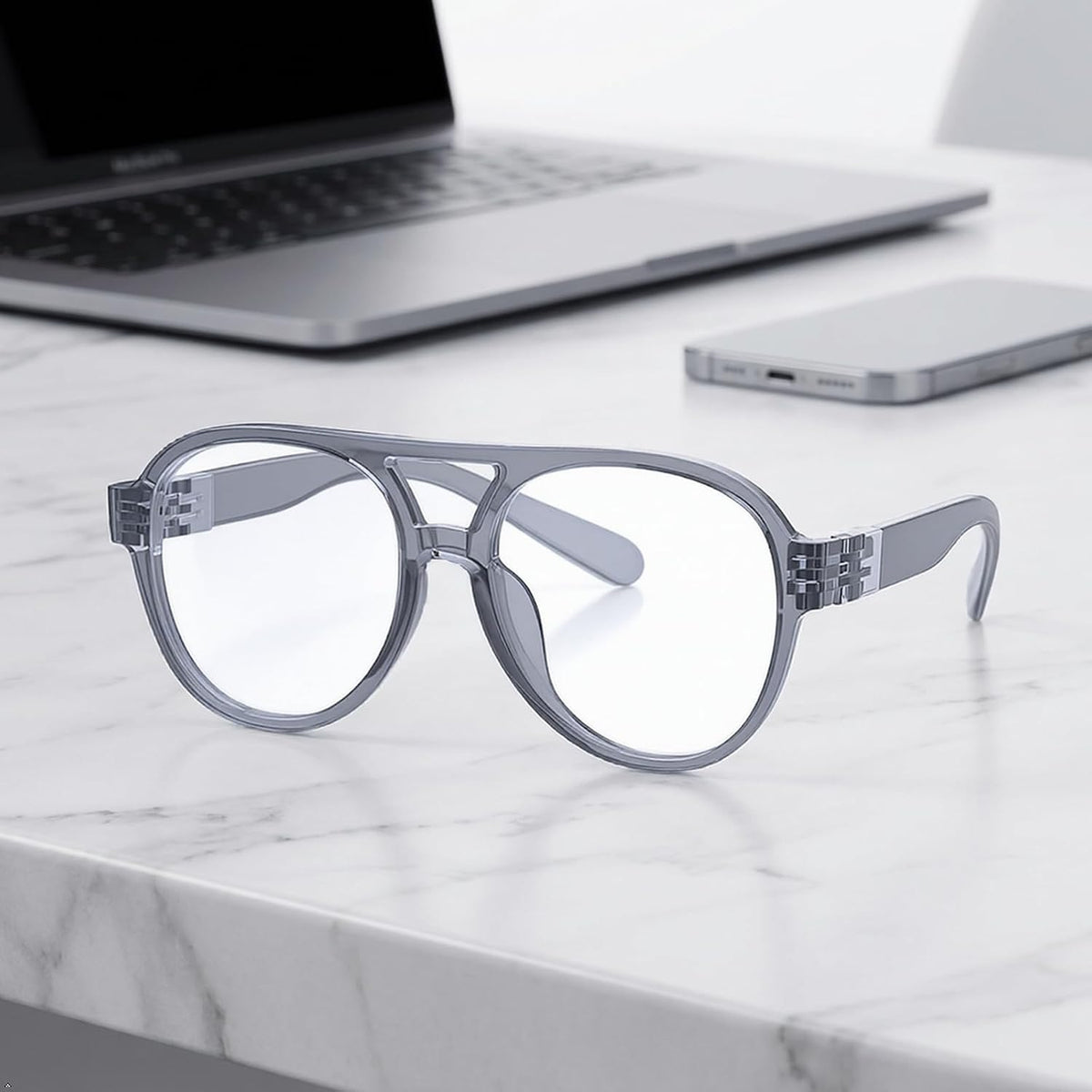 Eyekepper Blue Light Glasses Men Women, Pilot Grey Eyeglasses