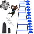 Football Training Equipment | Speed Agility Training Set, Including 1 Agility Ladder, 4 Steel Piles,12 Disc Cones,1