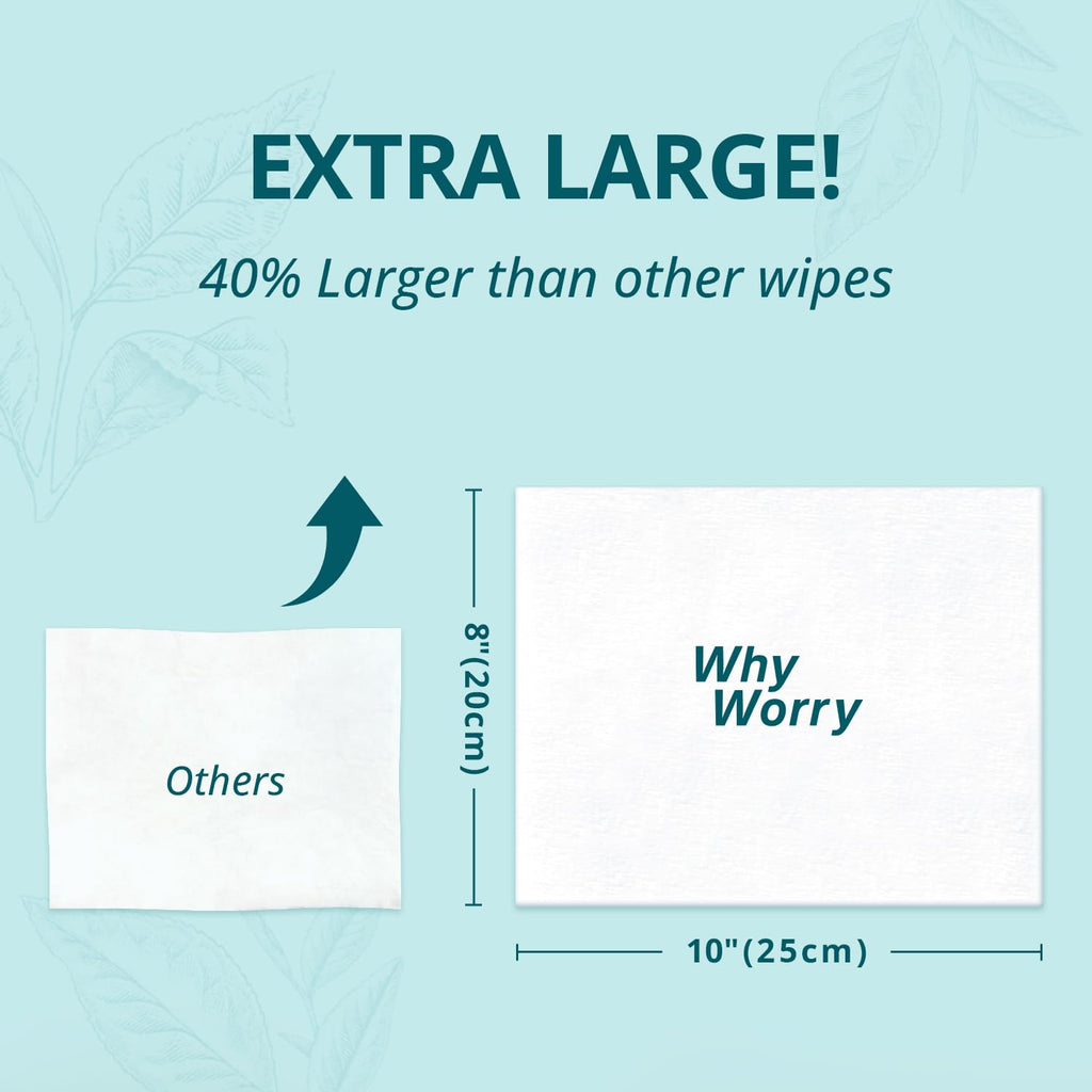 Flushable Wipes for Adults, Unscented, 8" x 10", 144 Count