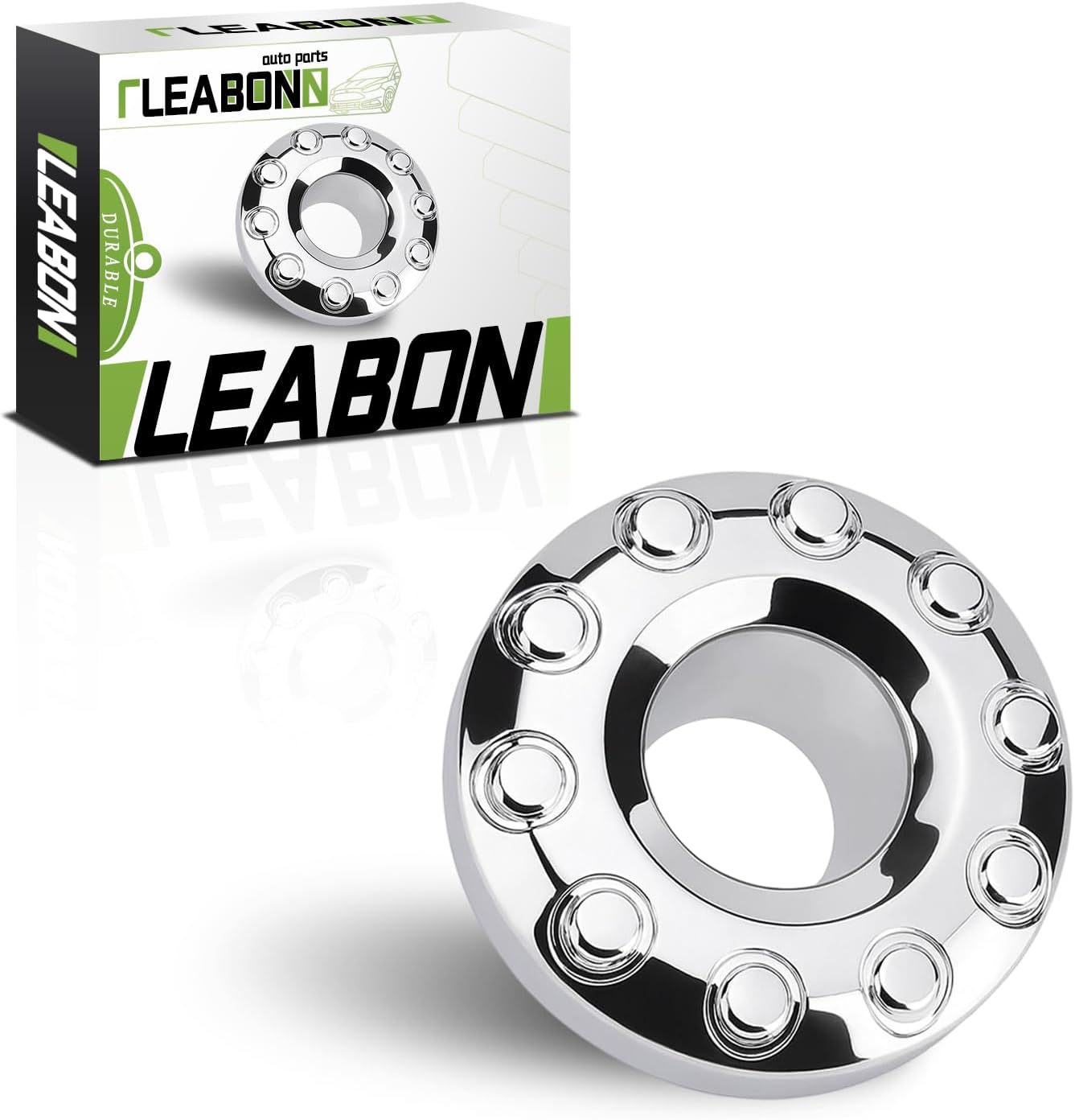 Front 10 Lug Chrome Wheel Center Hub Cap Compatible with Ford F450 F550 Super Duty 2005‑2017, 19.5 Inch 4WD Front