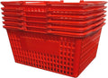Stackable Plastic Shopping Baskets, Red and Blue, Easy-Grip Handles for Grocery, Retail, Liquor Stores, Home Use
