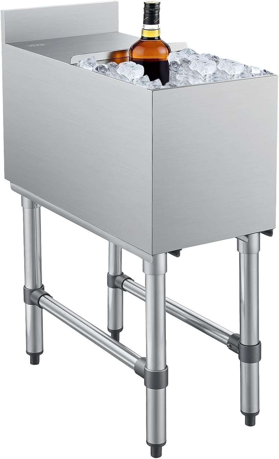 Commercial Ice Bin Stainless Steel Ice Chest with Sliding Lid, 24H Long-Lasting Insulation, Cooler Cart Cocktail Unit