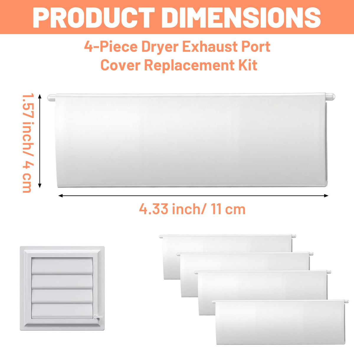 Chsoejuf 4 Pack Dryer Vent Flap Cover Replacement Exhaust Vent Covers Panel