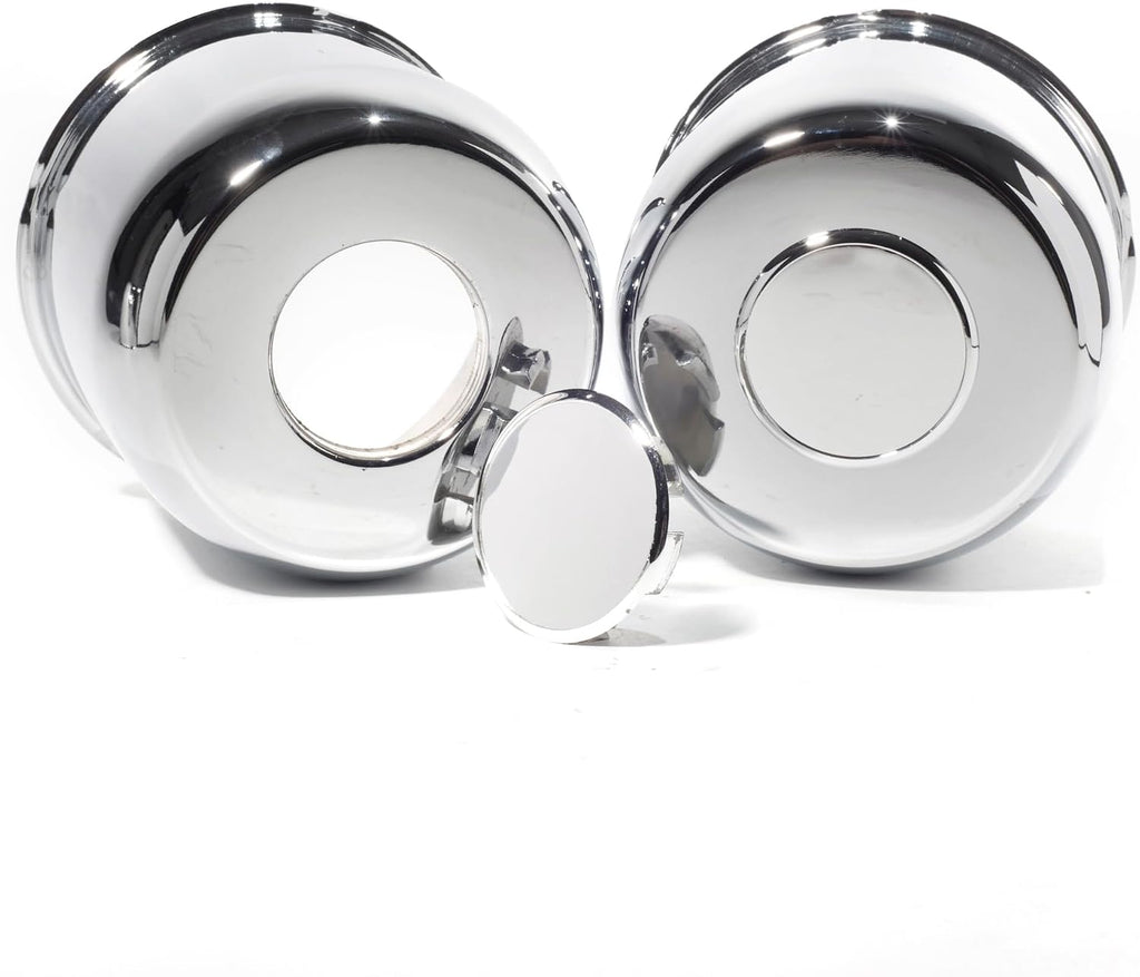 2-Pack Trailer Push Through Center Caps and Trailer Lug Sets - Fit 4.88-4.9in Wheel Center Caps Chrome Wheel Cover