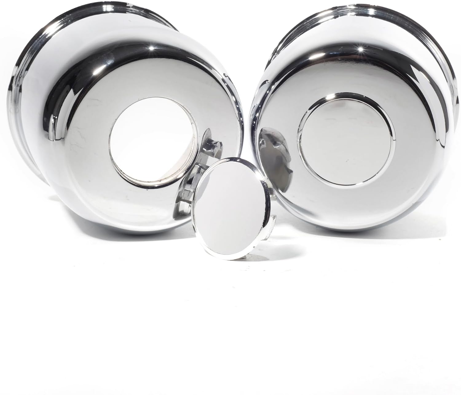 2-Pack Trailer Push Through Center Caps and Trailer Lug Sets - Fit 4.88-4.9in Wheel Center Caps Chrome Wheel Cover