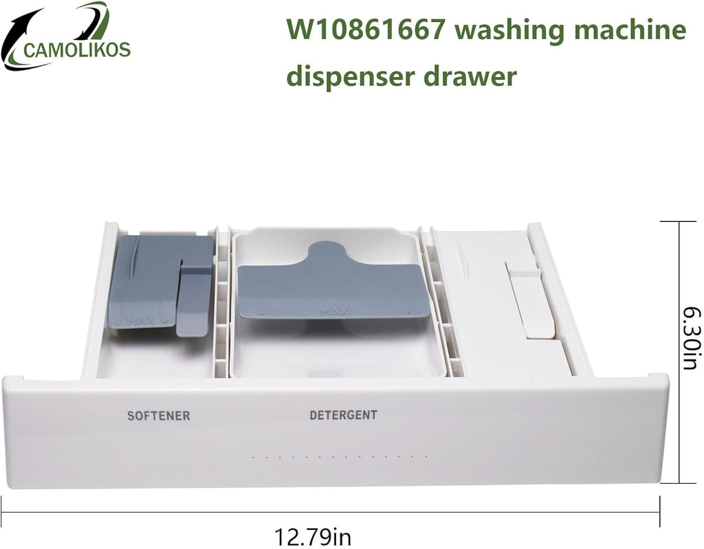 W10861667 Washer Dispenser Drawer W10794820 W10601851 Compatible with Whirlpool Maytag Replaces 4384012 AP5999416 PS11731635 EAP11731635