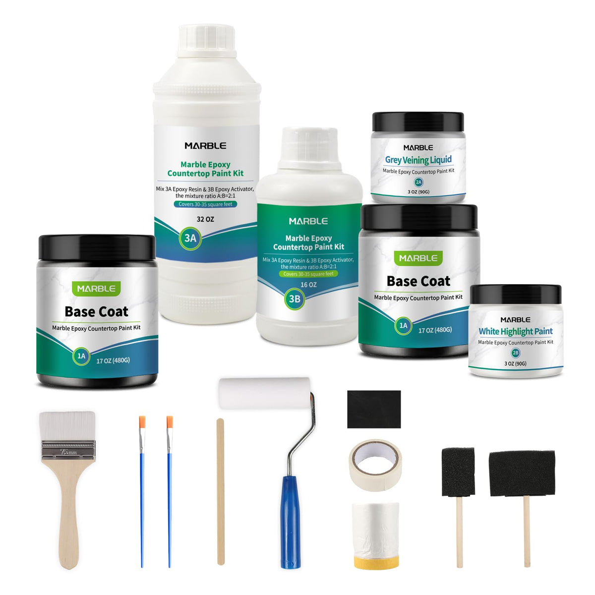 Black Epoxy Marble Countertop Paint Kit Counter top Coating