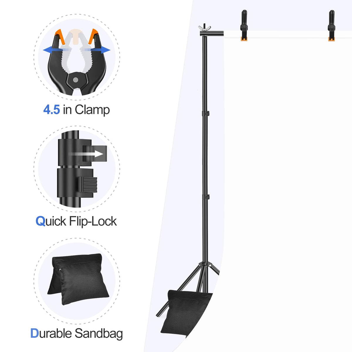 Backdrop Stand 10x8.5FT Adjustable Back Drop Stand for Party Events