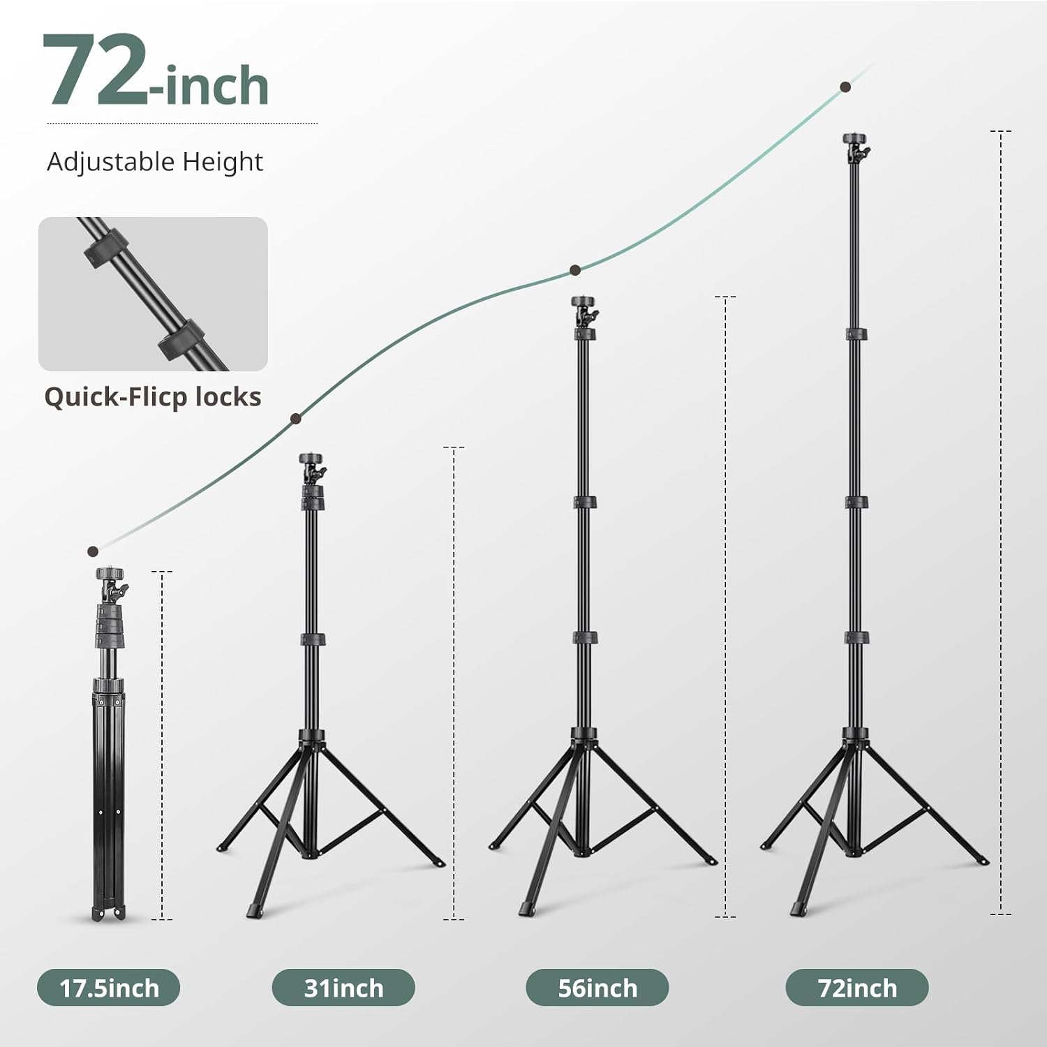 72" Phone Tripod, Extendable Cell Phone Tripod Stand, Selfie Stick with Wireless Remote and Phone Holder, Compatible