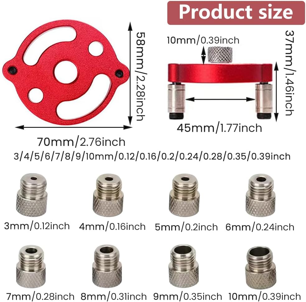 Drill Guide Locator Self Centering Doweling Jig, 3/4/5/6/7/8/9/10mm Self Center Dowel Jig Handheld, Straight Holes