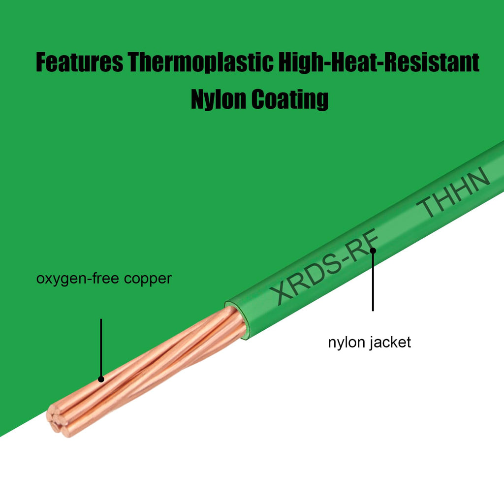 8 AWG THHN Stranded Bare Copper Wire 25FT Green Grounding Wire, Electrical Wire, 600V Rated Building Wire, Ideal for Panel Wiring, Grounding, Lighting Circuits, Control Systems