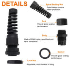 LifCratms 2Pcs NPT 1/2" Black Cable Gland, 7-12mm Cable Range