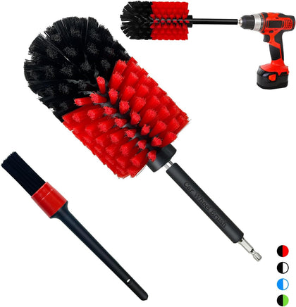 Wheel Brush Kit, Soft Drill Wheel Cleaner Brush, No Scratches Highly Dense Car Cleaning Brush Set for Wheels, Rims