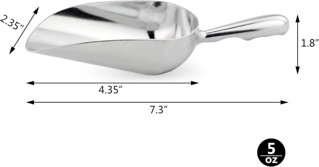 34509 Cast Aluminum Ice Scoop, 5-Ounce, Silver