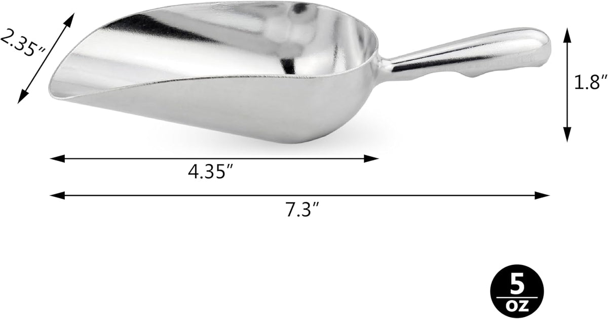 34509 Cast Aluminum Ice Scoop, 5-Ounce, Silver