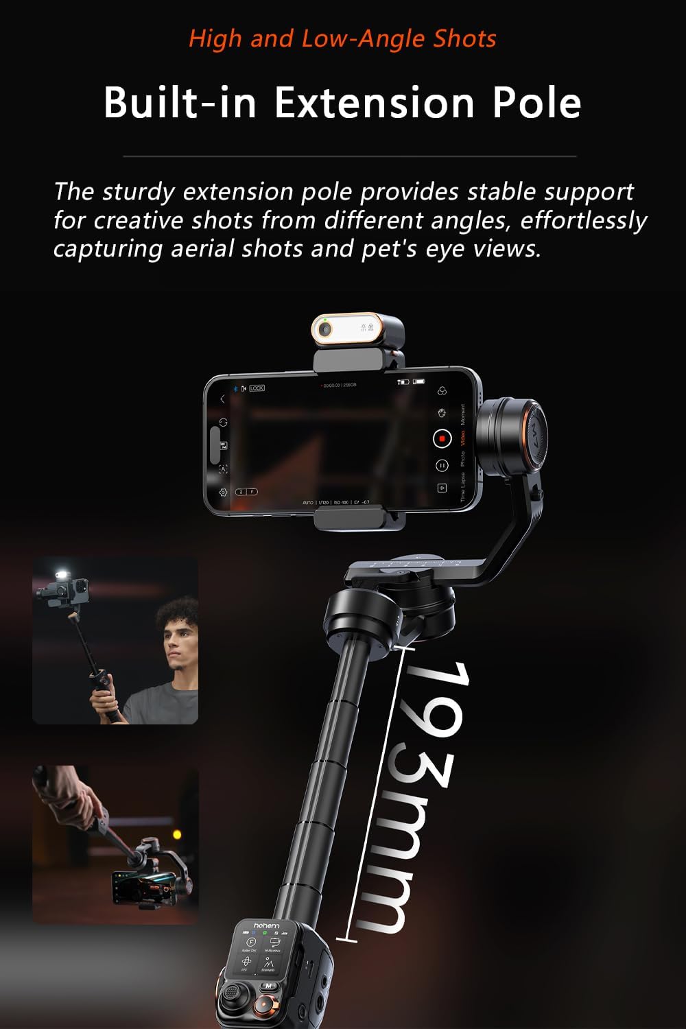 iSteady M7 Gimbal Stabilizer for Smartphone, Magnetic AI Tracker Fill Light, Detachable Touchscreen Remote