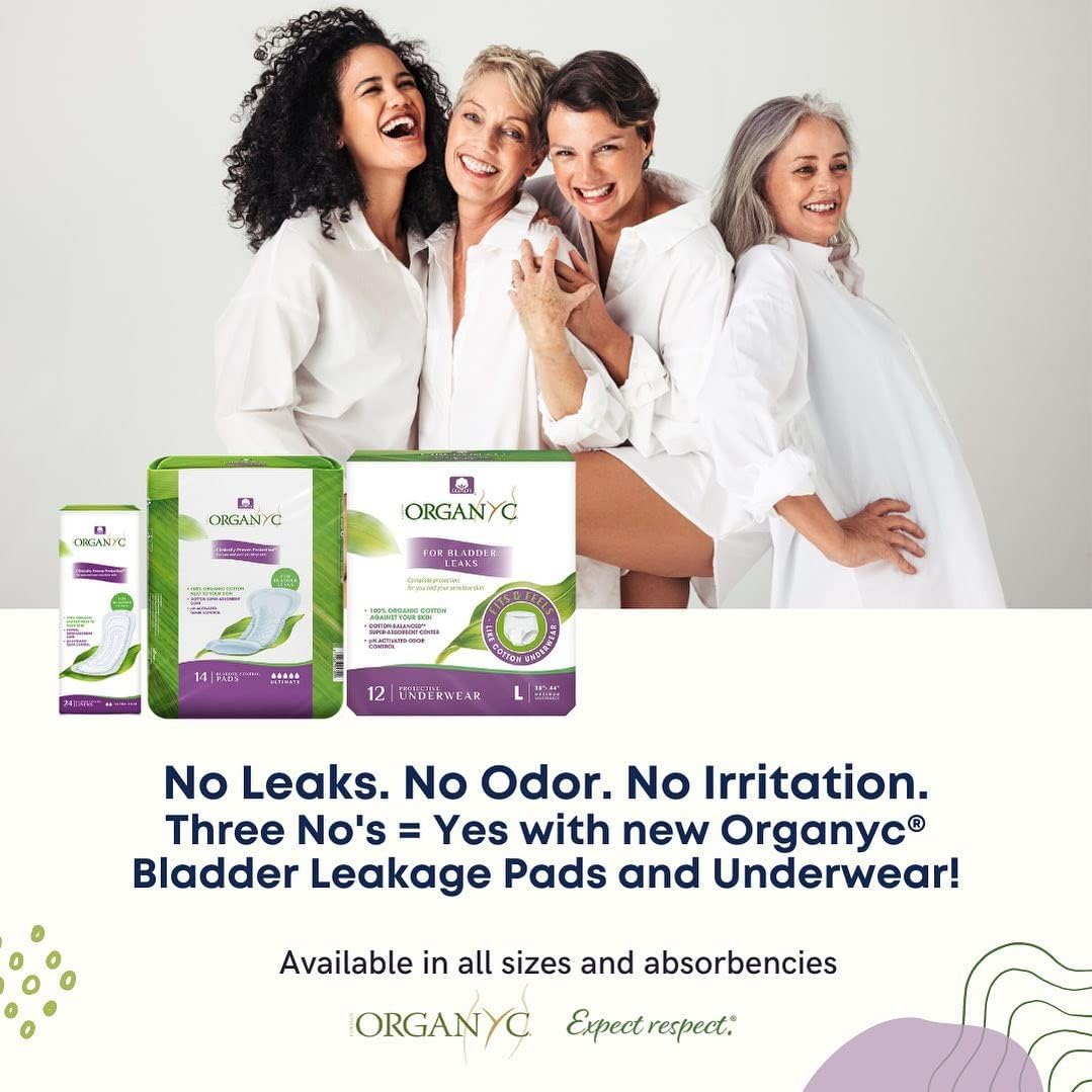 – 100% Organic Cotton Light Incontinence Pads for Bladder Leaks (Maximum, 16 Count(1 Pack))