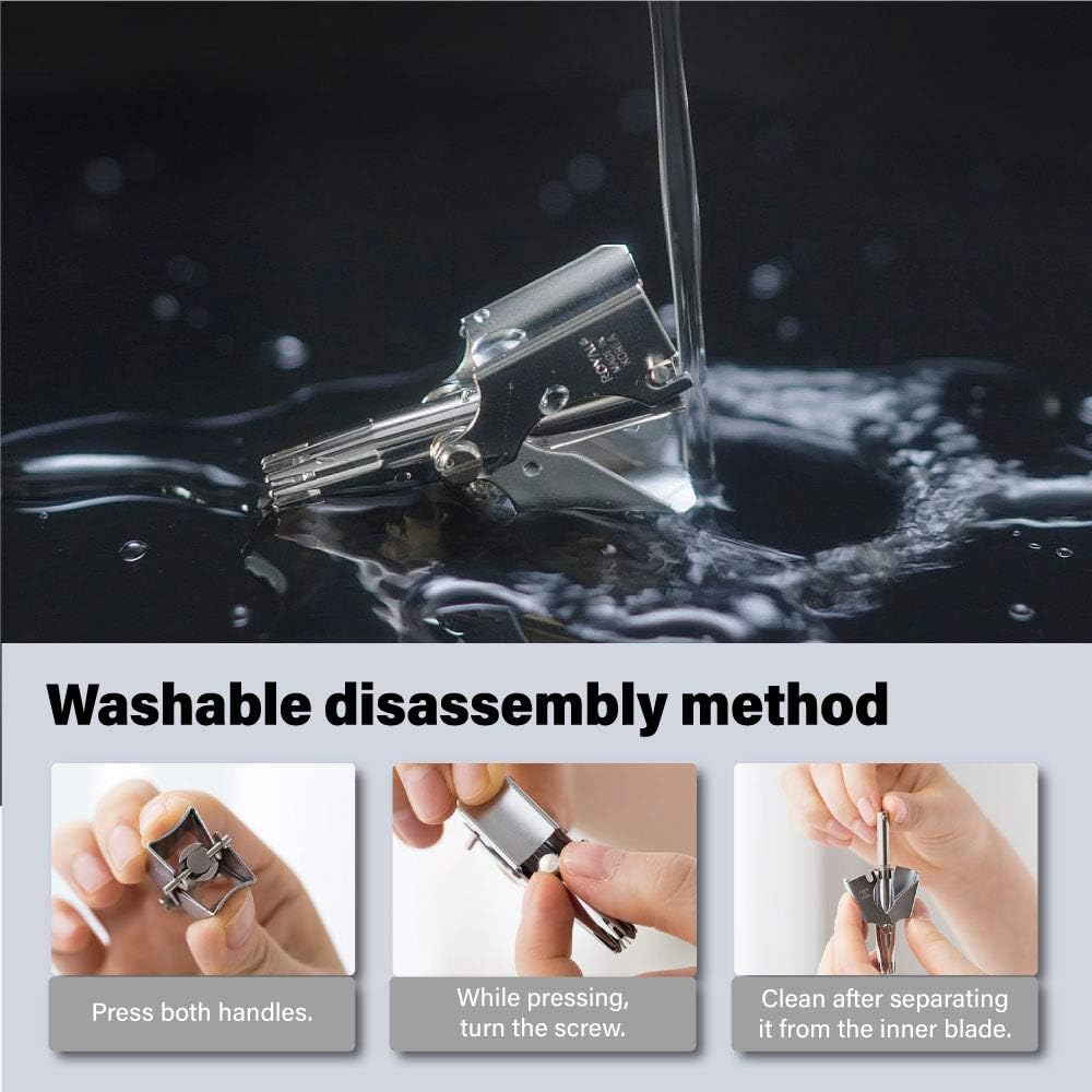 Birdie Manual Nose Hair Trimmer for Men, Made in Korea Battery Free Painless Water Resistant Nose Trimmer with 12