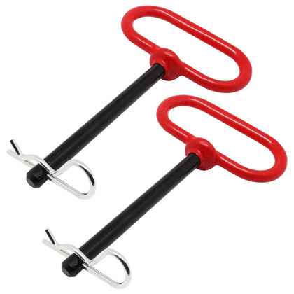 Hitch Pin 2 Pcs, 1/2 x 4 Tractor Towing Hitch Pin and Clip, Red Handle Trailer Hitch Pin Gate Pins for Towing RV
