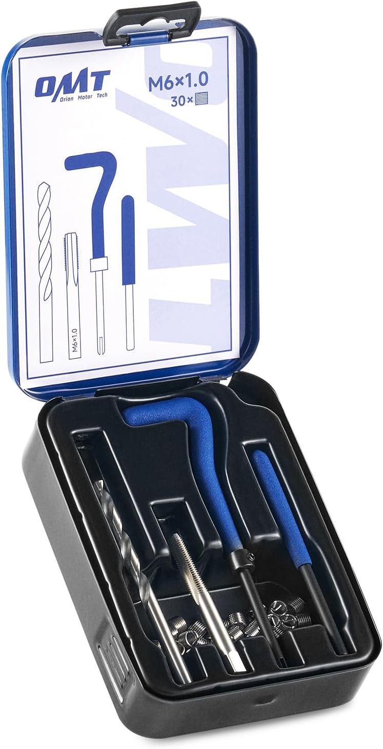 OMT M6x1.0 Thread Repair Kit with HSS Drill Bit & 30 Thread Inserts