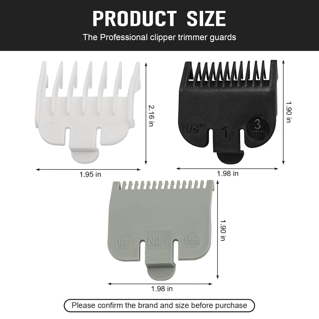 Guard Replacement for Wahl Clipper Guards Set, Hair Clipper Trimmer Guards #1-1/8" (3.0 mm), #1/2-1/16" (1.5 mm)