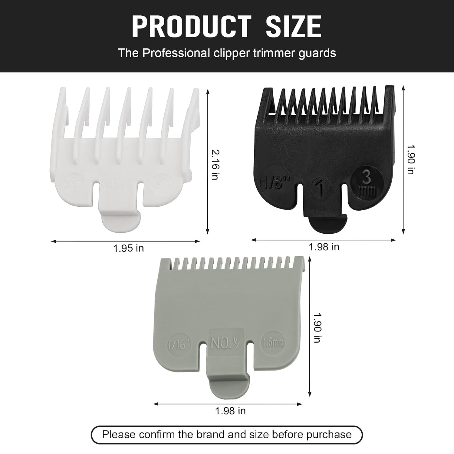 Guard Replacement for Wahl Clipper Guards Set, Hair Clipper Trimmer Guards #1-1/8" (3.0 mm), #1/2-1/16" (1.5 mm)