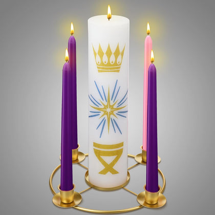 Christmas Advent Wreath Candle Holder with 5 Pillar and Taper Candles Celtic Advent Candleholder Calendar for