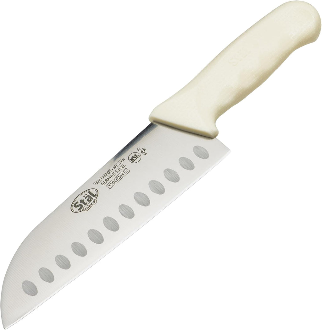 7" White Plastic Santoku Knife