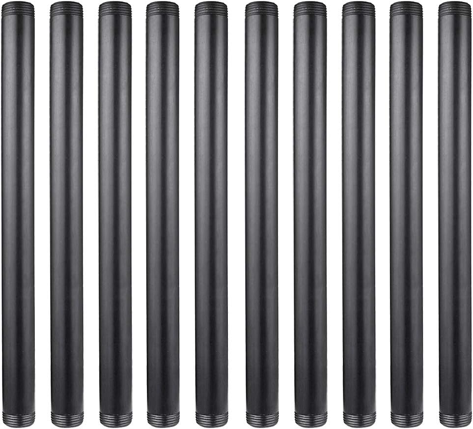 10 Pack 1 x 16 Inch Industrial Black Malleable Pipe Nipples