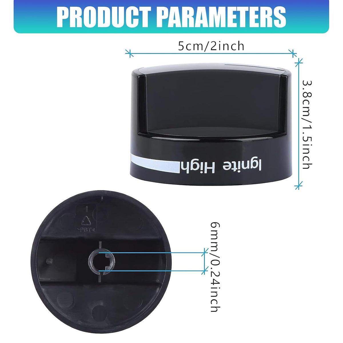 2Pcs Cooktop Knobs Replacement Parts for WFG320 WFG505 WFG510 WFG520 WFG524 Stove Barbecue Knob